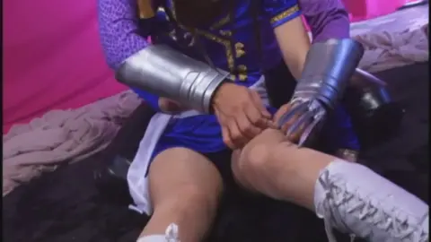 Asian Duo in Blue and Gold Costume Intimacy