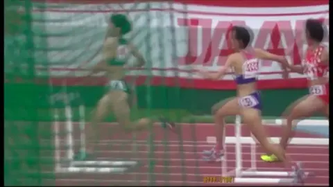 Women Running and Hurdling Outdoors