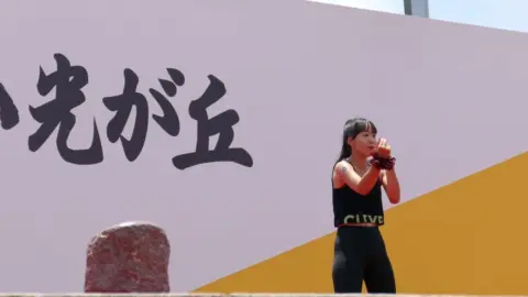 Asian Girl Running and Walking on Street