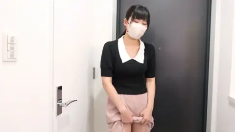 Asian Teen in Pink Skirt Teases in Bathroom