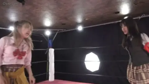 Asian Lesbians Wrestling and Kissing