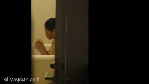 Asian Girl Bathing and Masturbating in Dimly Lit Bathroom
