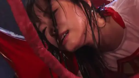 Asian Woman Restrained by Red Tentacles