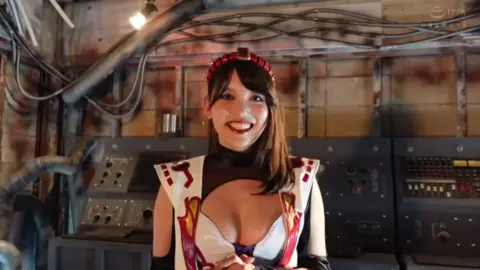 Asian Cosplay Duo in Industrial Setting