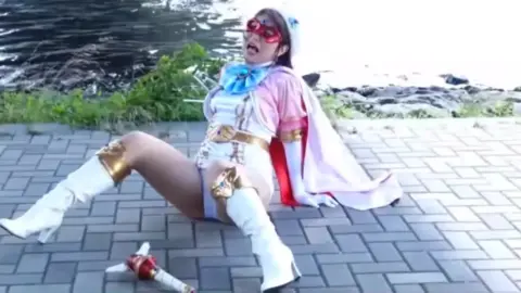 Asian Cosplay Girls Fighting Outdoor