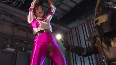 Asian Woman in Industrial Setting Bondage Scene