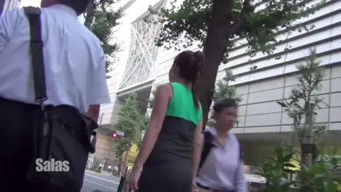 Asian Girls in Tight Skirts on City Streets