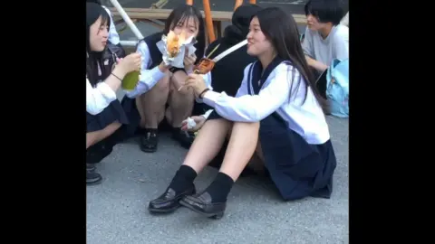 Asian Schoolgirls Outdoor Play