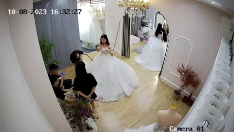 The bride’s wedding dress fitting room sex