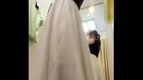 Asian Girl Changing in Locker Room POV