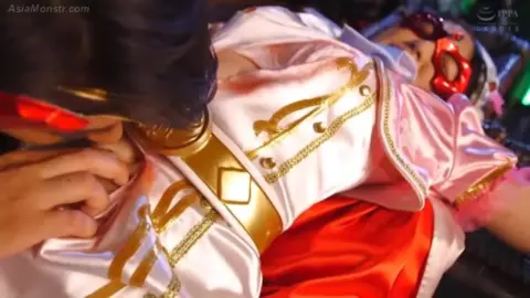 Blindfolded Asian Woman in Futuristic Bondage Scene