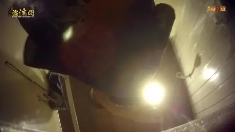 Asian Girl in Striped Bra Cleans Bathroom