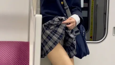 Asian Teen Schoolgirl in Subway