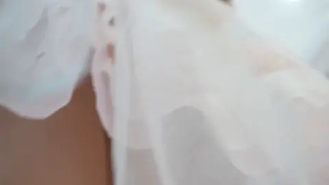 Asian Teen in White Dress and Pink Underwear