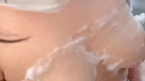 Asian Girl Showering and Washing Body