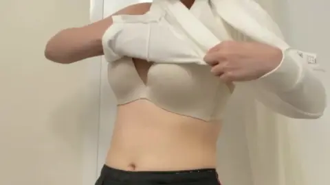 Asian Teen with Small Breasts in Bedroom Solo