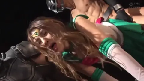 Asian Woman in Costume Engages in Bondage with Masks