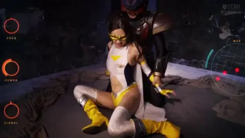 Asian Girl in Mask Subdued by Armored Man