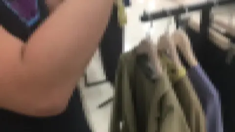 Asian Girls Try On Plaid Clothes in Store