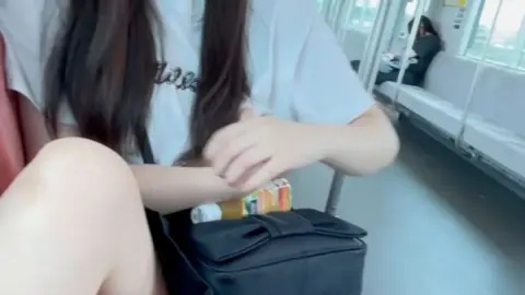 Asian Teen Flaunts on Public Transport