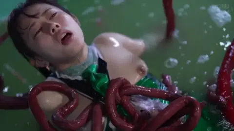 Asian Girl Bound in Red Ropes