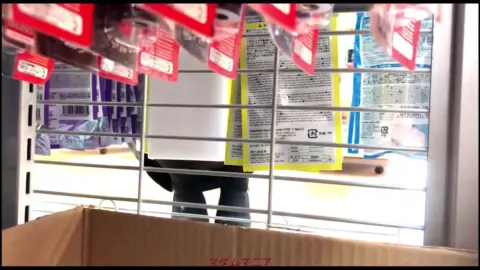 Asian Girl in White Dress Masturbates in Store