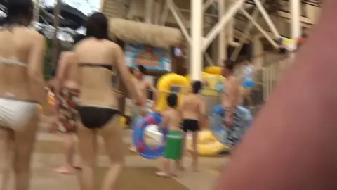 Asian Girls in Swimwear at Water Park