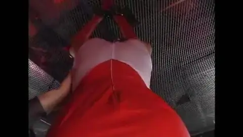 Asian Brunette in White and Red Costume