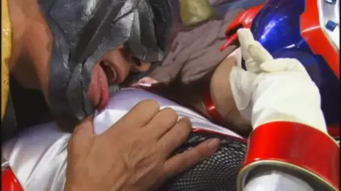 Asian Couple in Armor Embracing and Kissing