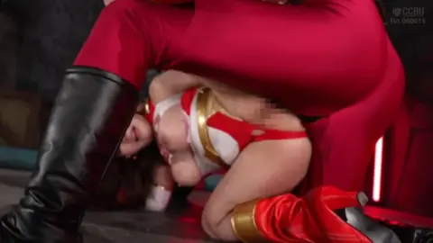 Asian Woman Restrained by Muscular Man in Costume