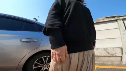 Asian Curvy Girl in Pink Thong Outdoor