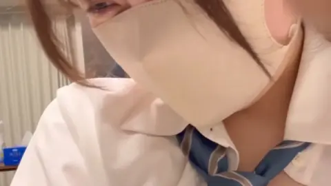 Asian Couple Wearing Face Masks Intimate Moments