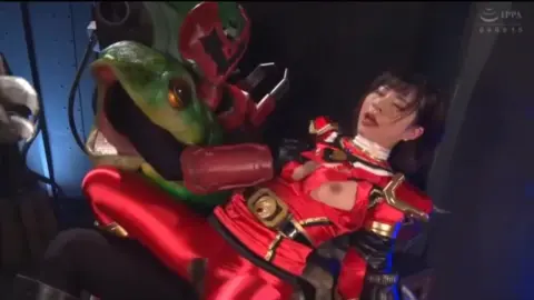 Asian Girl in Red Costume Restrained and Played with