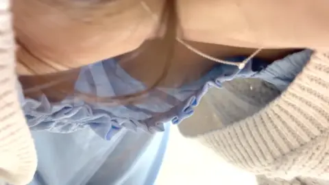 Blonde Teen in Blue Underwear and White Socks