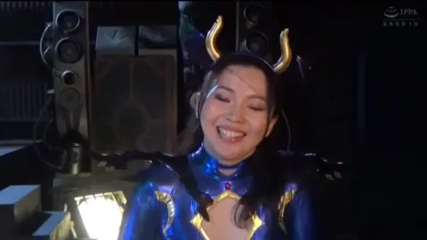 Asian Cosplay Fighter in Blue Armor