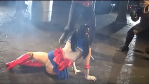 Asian Cosplay in Industrial Setting