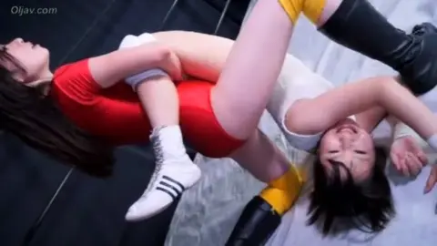 Asian Girls Wrestling in Lingerie