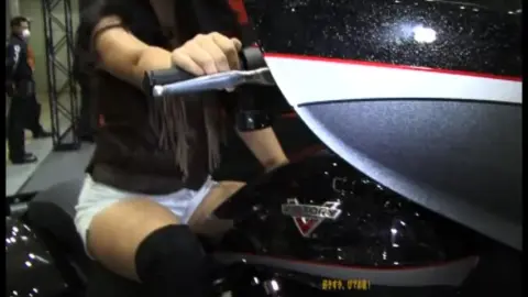 Asian Girl with Tattoos by Motorcycle