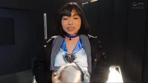 Asian Girl in Blue Dress and Choker