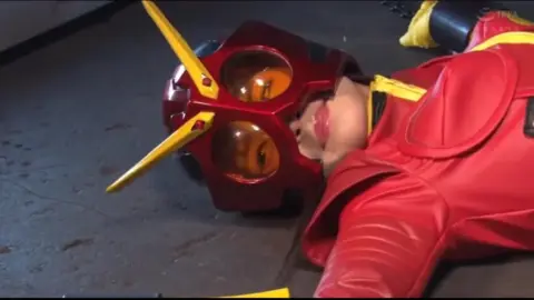 Asian in Red Costume Bondage and Restraint
