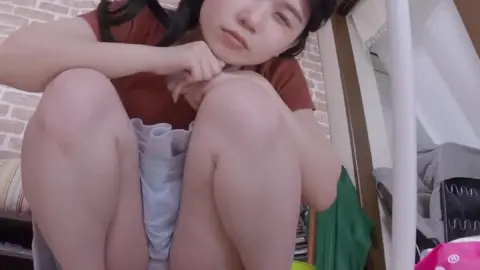 Asian Teen in High Heels Sitting on Stool