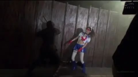 Asian Sailor Costume Fetish with Red Gloves