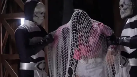 Asian Girl in Pink Jacket Restraint Fantasy