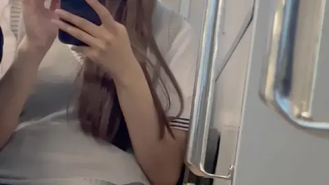 Asian Teen Schoolgirl on Train