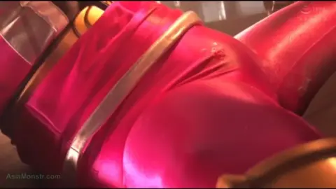 Dark-Haired Woman in Pink Bodysuit Being Restrained