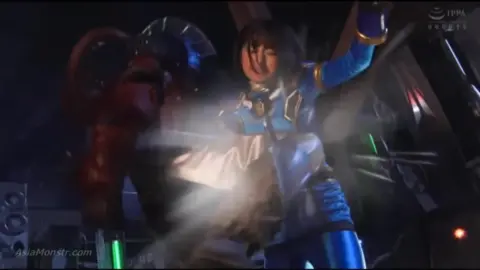 Asian Couple in Neon-Lit Dark Room with Swords and Armor