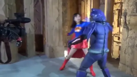 Asian Superheroine Fights in Costume