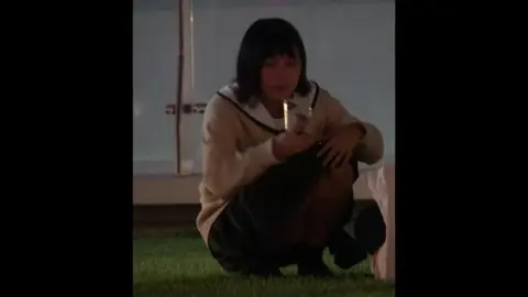 Asian Teen in School Uniform Outdoors