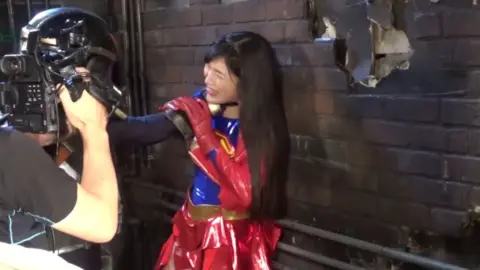 Asian Girl Fights in Industrial Setting