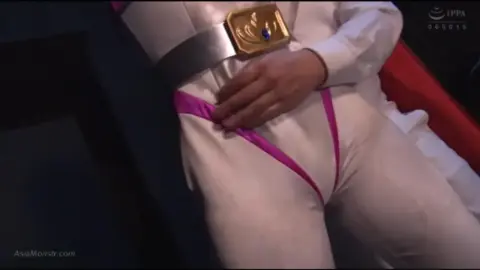 Asian Girl in White and Pink Jumpsuit Bondage